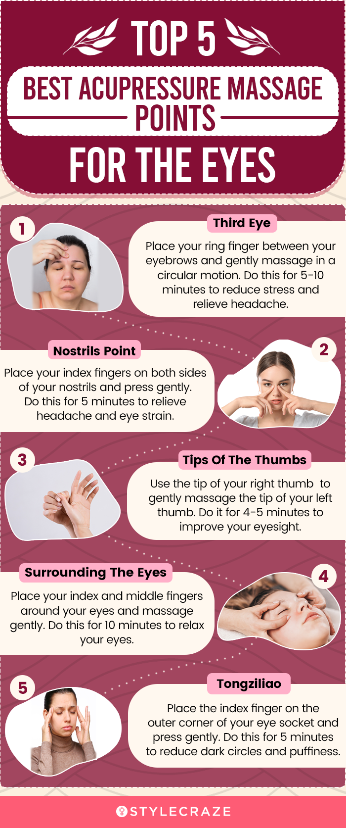 top 5 best acupressure massages for the eyes (infographic)