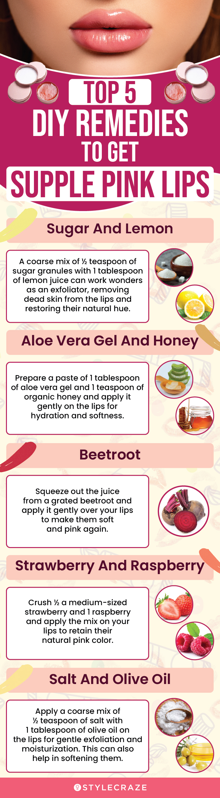top 5 diy remedies to get supple pink lips (infographic)