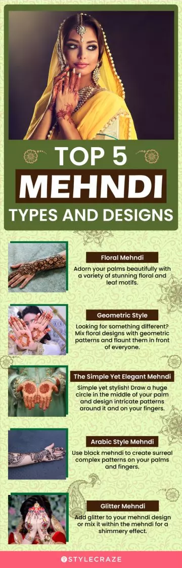 top 5 mehndi types and designs (infographic)
