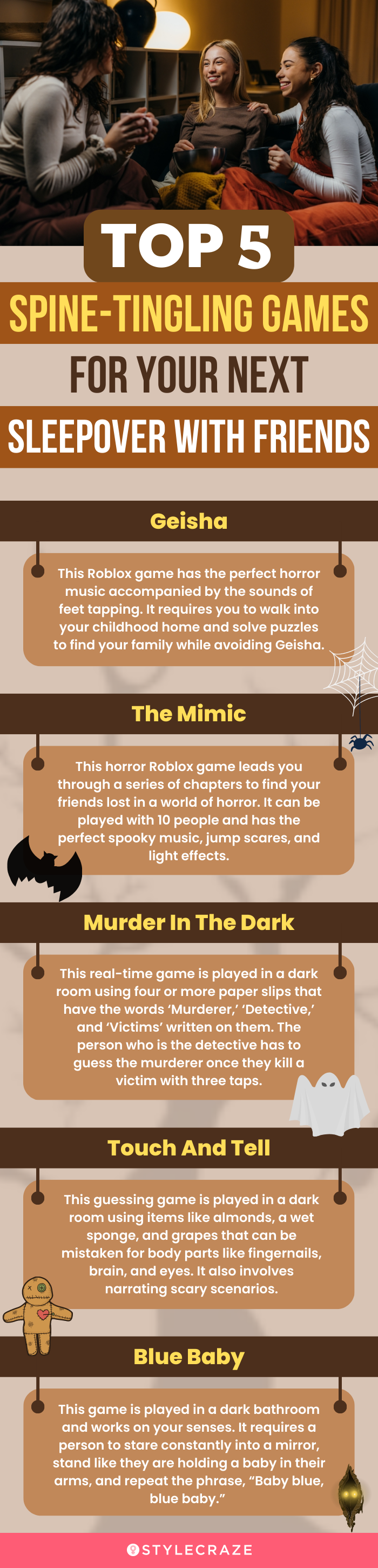 top 5 spine tingling games for your next sleepover with friends (infographic)