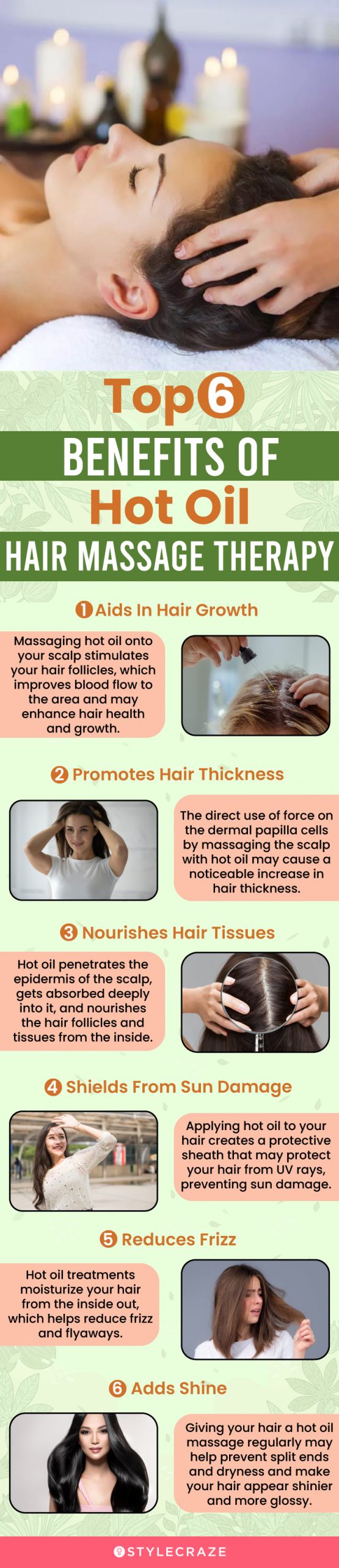 top 6 benefits of hot oil hair massage therapy (infographic)