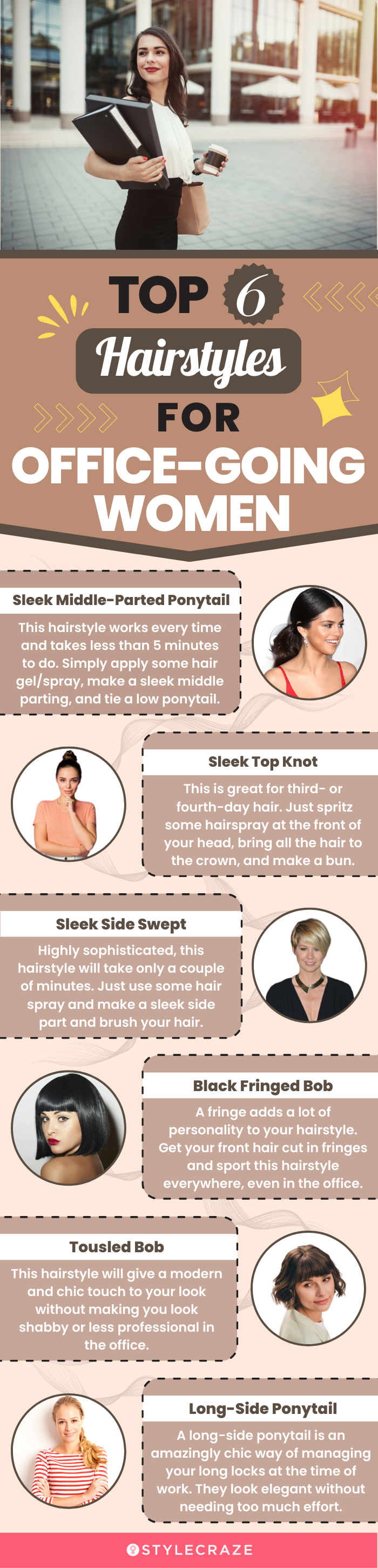 top 6 hairstyles for office going women (infographic)