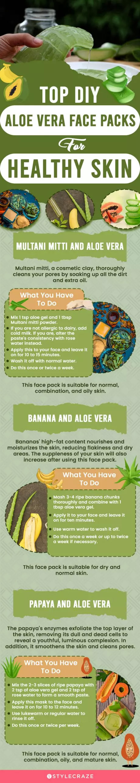 top diy aloevera face packs for healthy skin (infographic)
