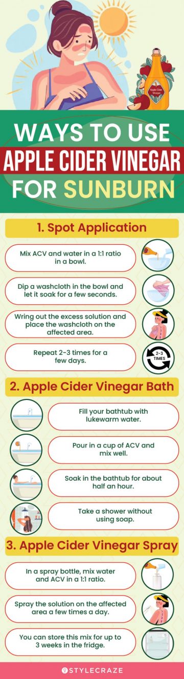 ways to use apple cider vinegar for sunburn (infographic)