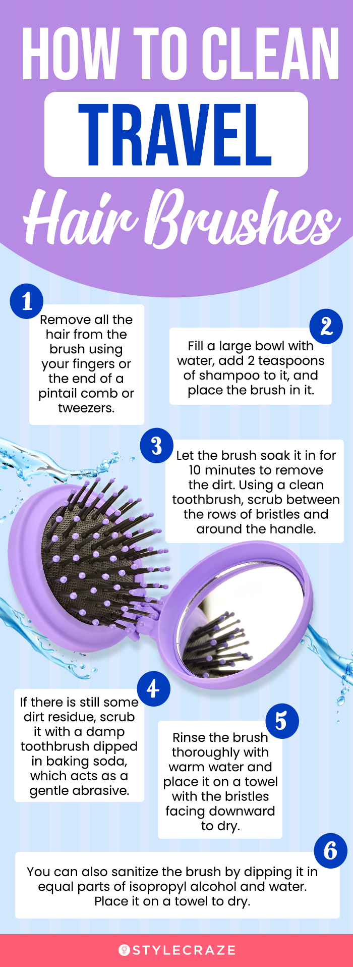 How To Clean Travel Hairbrushes (infographic)