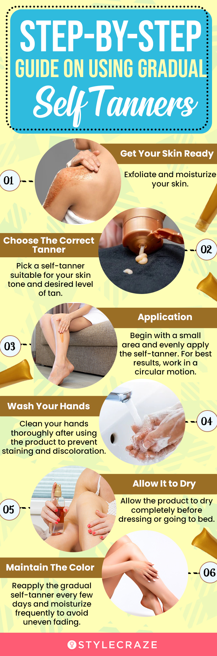 Step-By-Step Guide On Using Gradual Self Tanners (infographic)