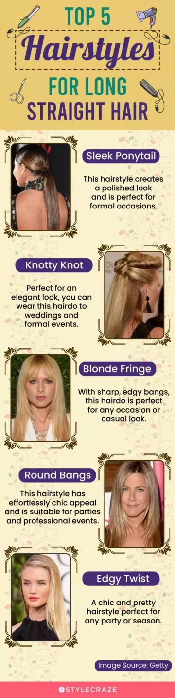 top 5 hairstyles for long straight hair (infographic)