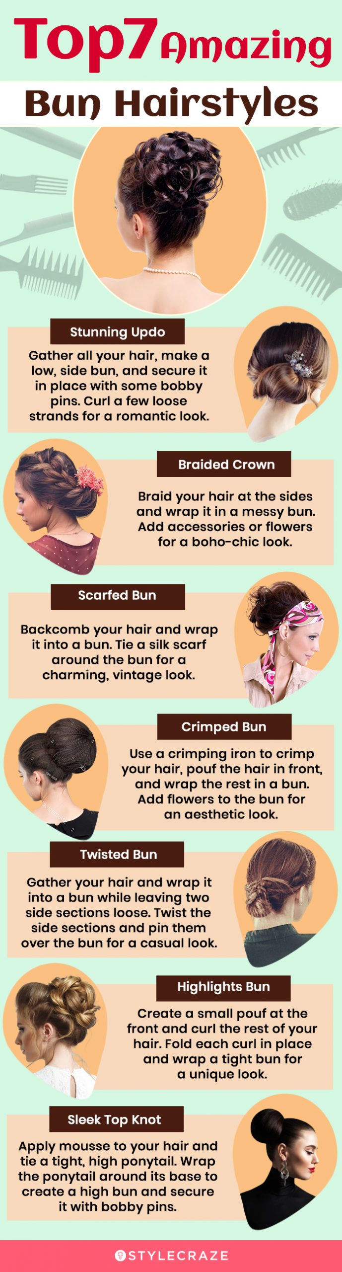 top 7 amazing bun hairstyle (infographic)