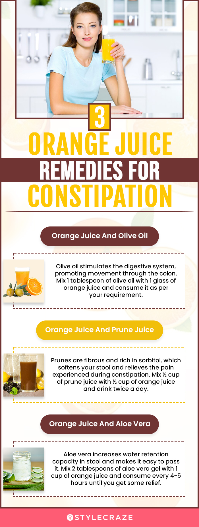 3 orange juice remedies for constipation (infographic)
