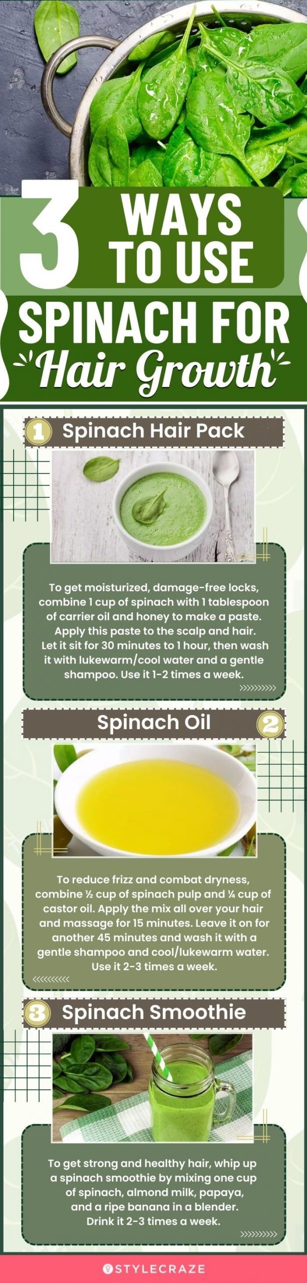 3 ways to use spinach for hair growth (infographic)