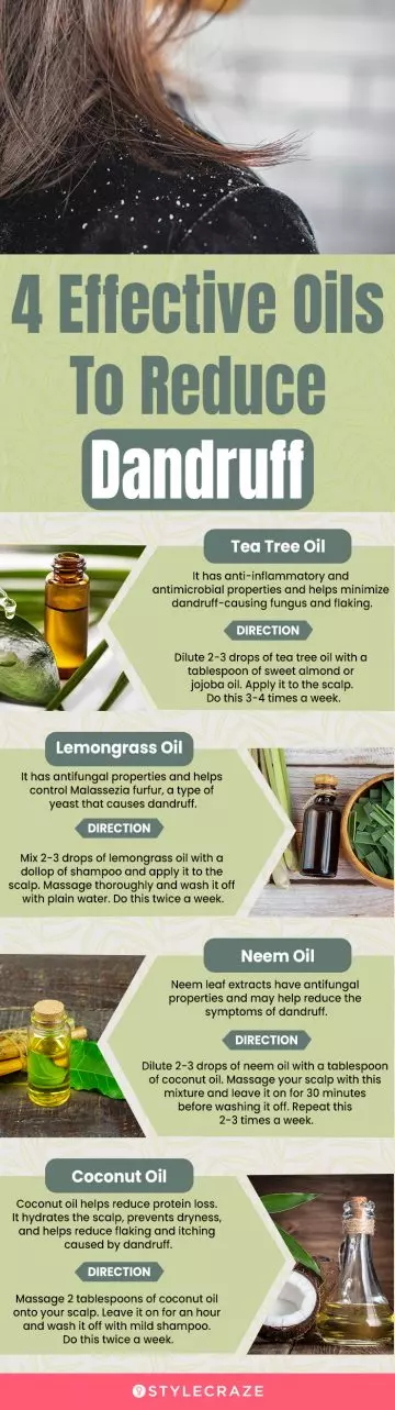 4 effective oils to reduce dandruff (infographic)