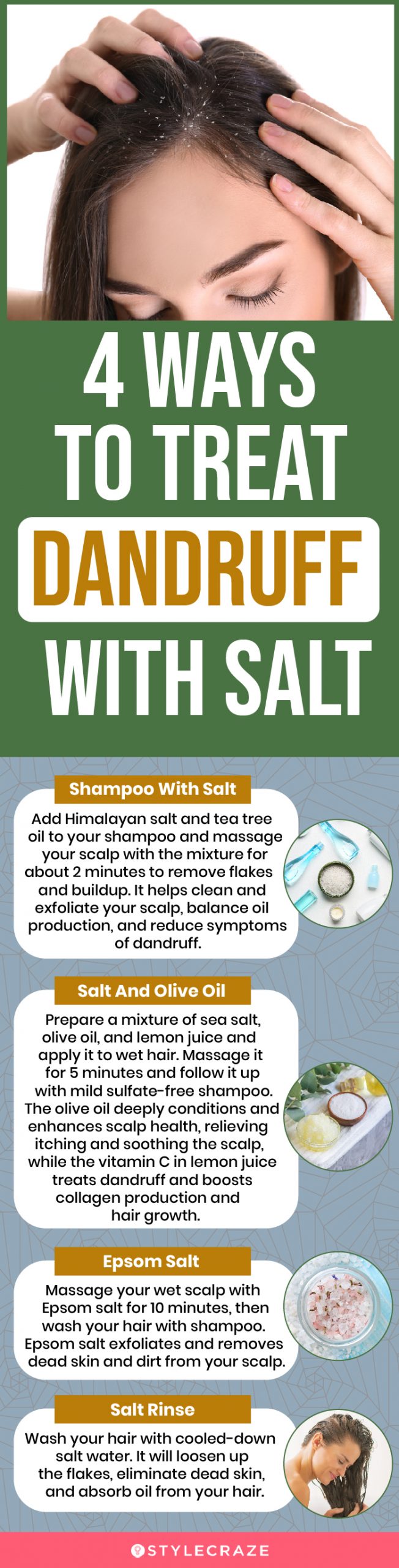 4 ways to treat dandruff with salt (infographic)