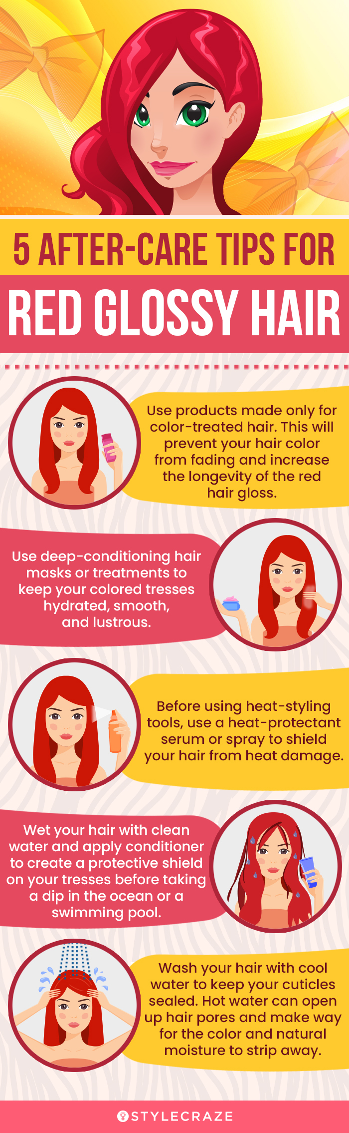 5 After-Care Tips For Red Glossy Hair (infographic)
