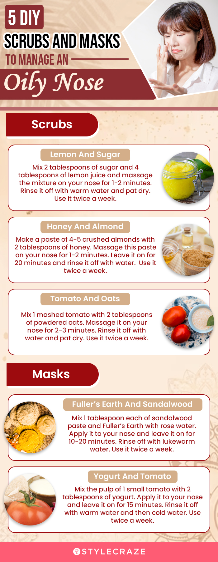 5 diy scrubs and masks to manage an oily nose (infographic)