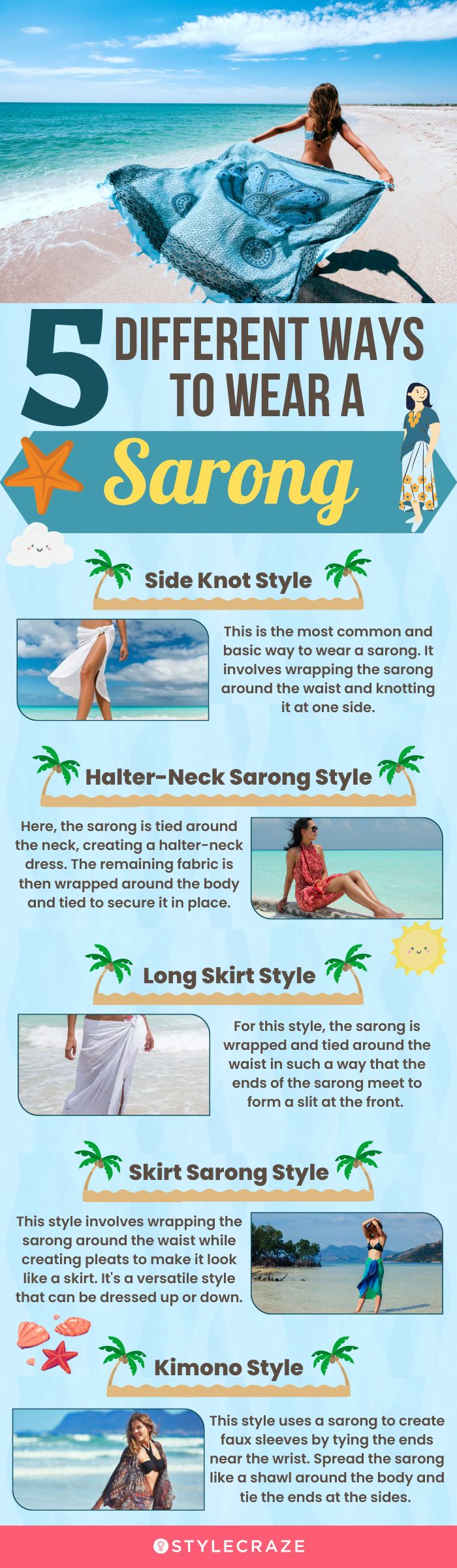 5 different ways to wear a sarong(infographic)
