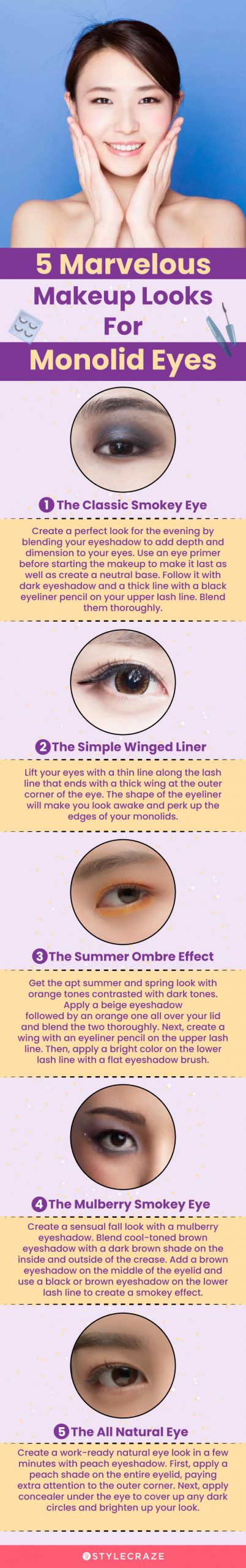5 marvelous makeup looks for monolid eyes (infographic)