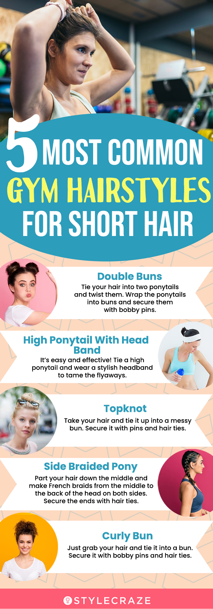 5 most common gym hairstyles for short hair (infographic)