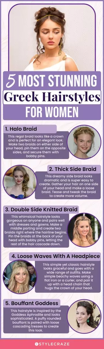 5 most stunning greek hairstyles for women (infographic)