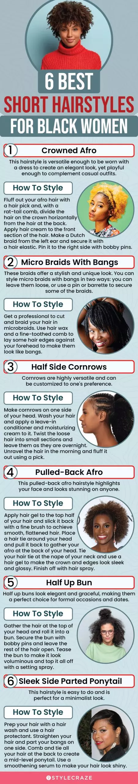 6 best short hairstyles for black women (infographic)