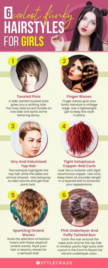 6 coolest funky hairstyles for girls (infographic)