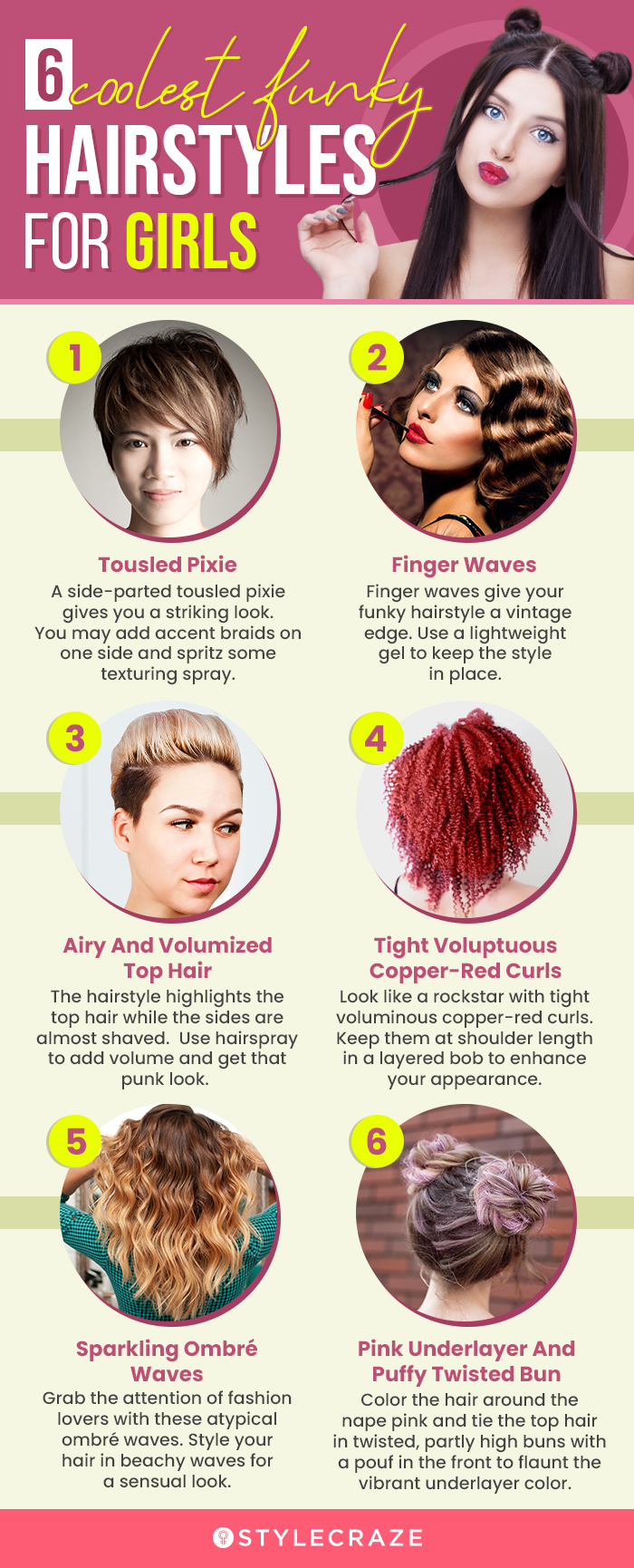 6 coolest funky hairstyles for girls (infographic)