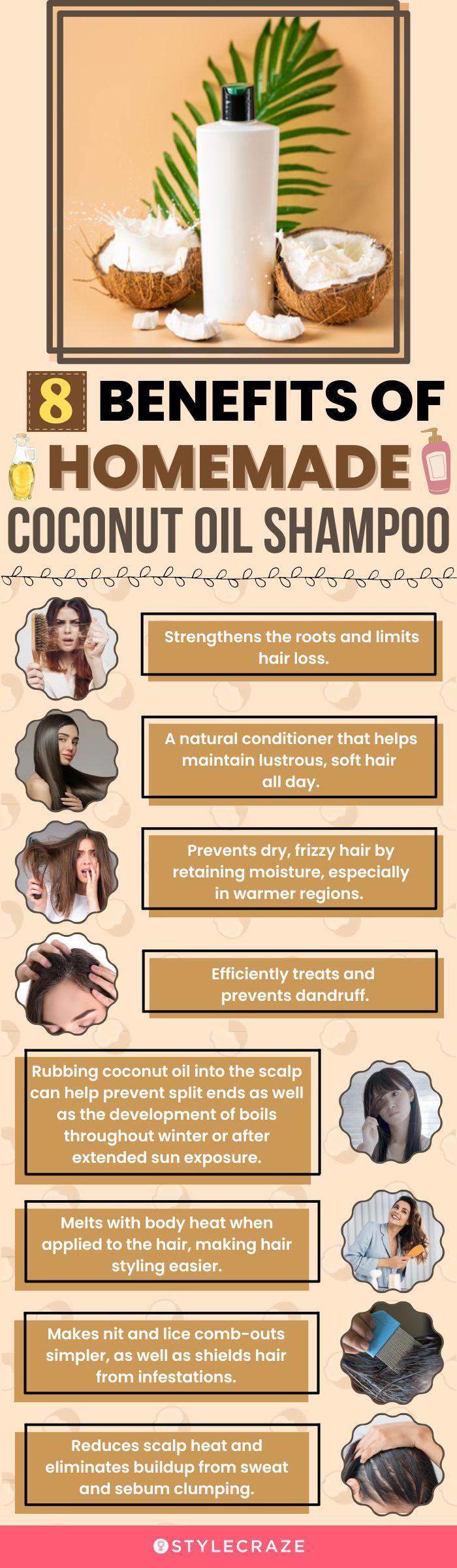 8 benefits of homemade coconut oil shampoo(infographic)