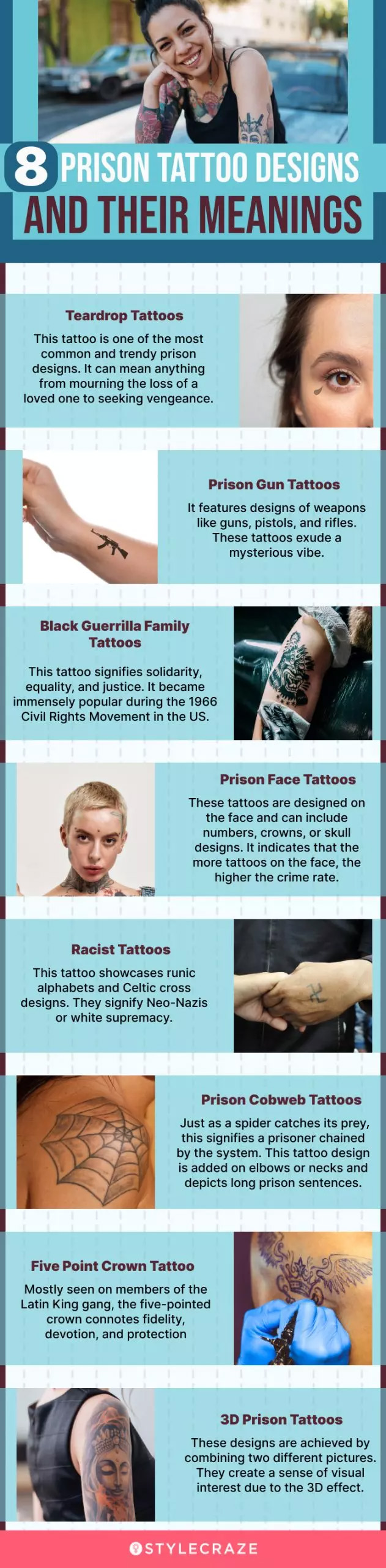 8 prison tattoo designs and their meanings (infographic)
