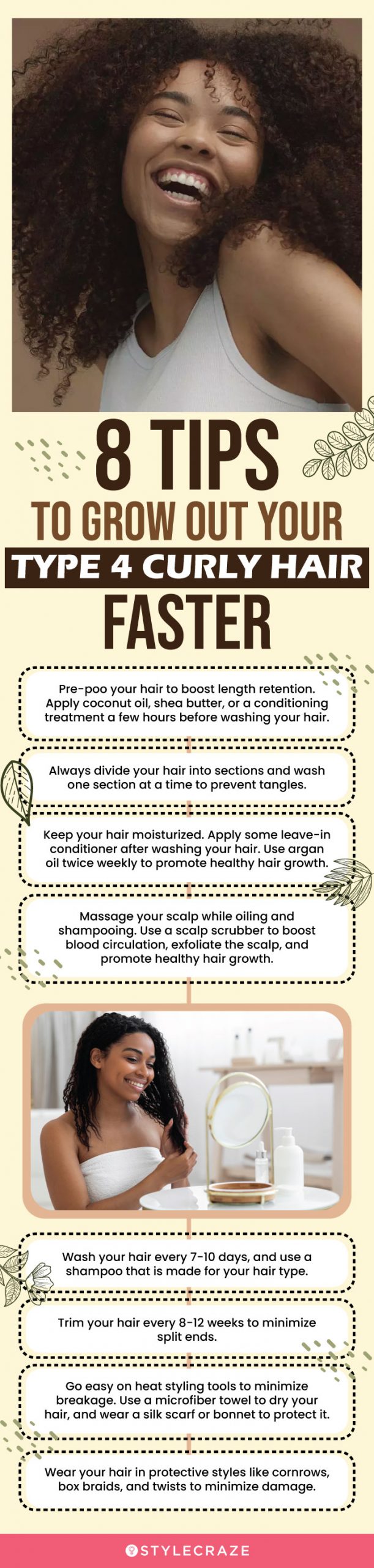 8 tips to grow out your kinky curly hair faster (infographic)