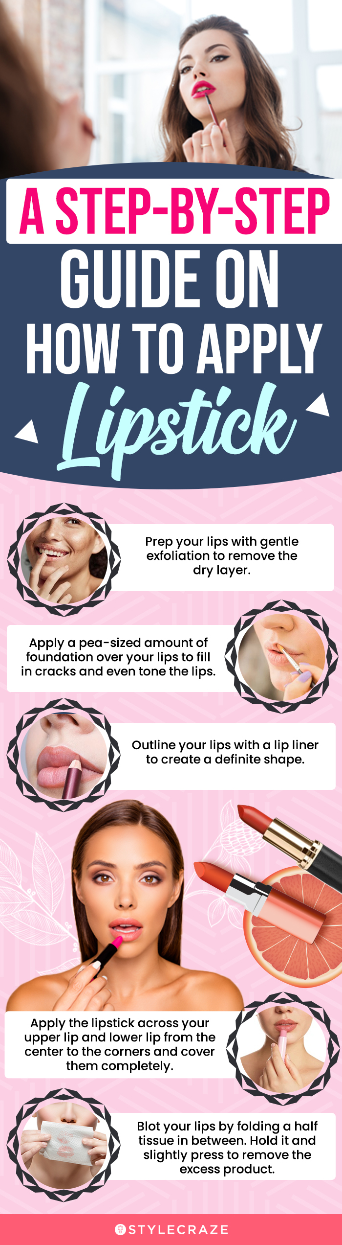 Step By Step Guide On How To Apply Lipstick (infographic)