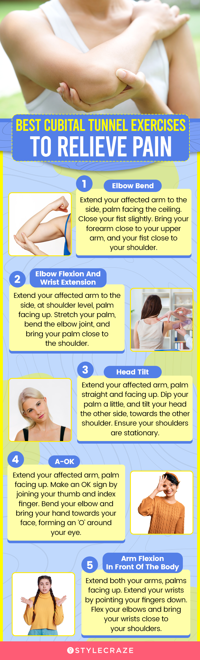 best cubital tunnel exercises to relieve pain (infographic)