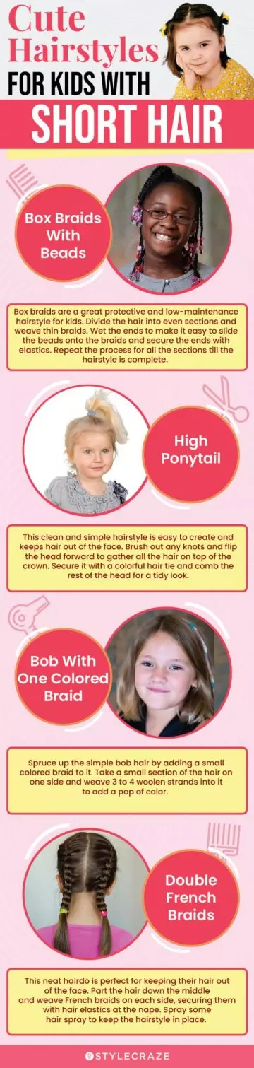 cute hairstyles for kids with short hair (infographic)