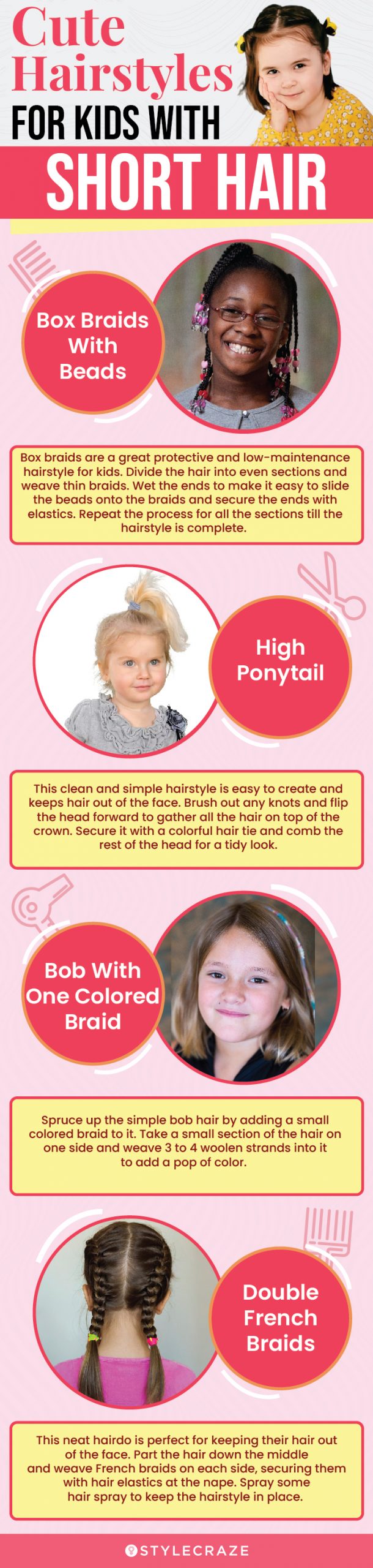 cute hairstyles for kids with short hair (infographic)