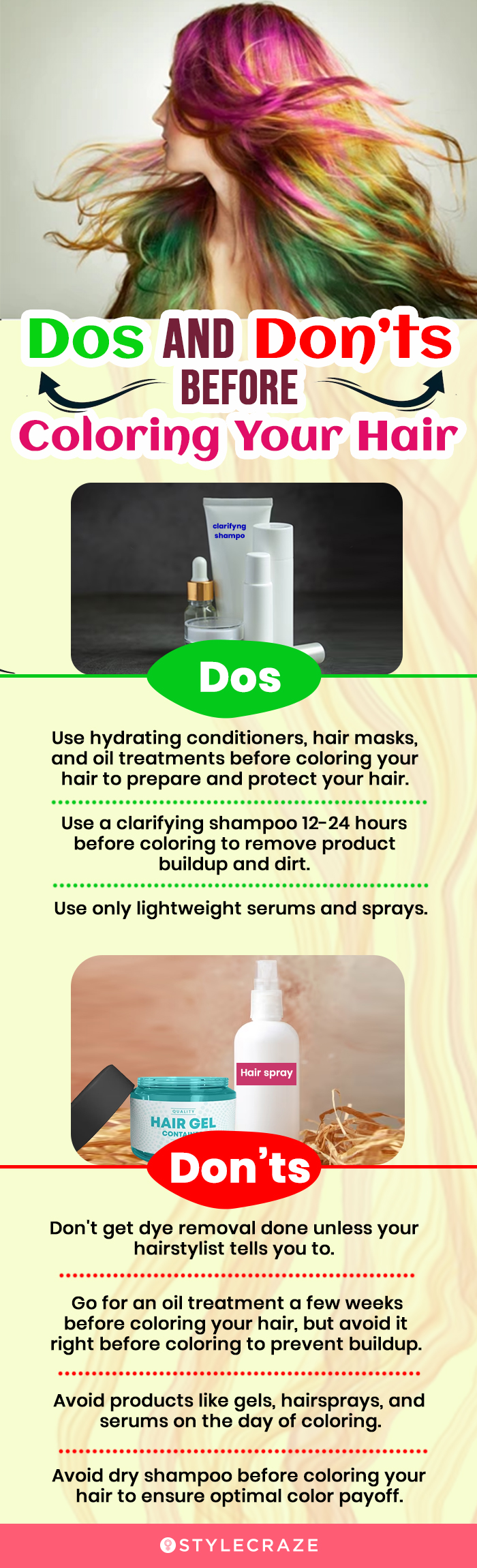 dos and don’ts before coloring your hair (infographic)