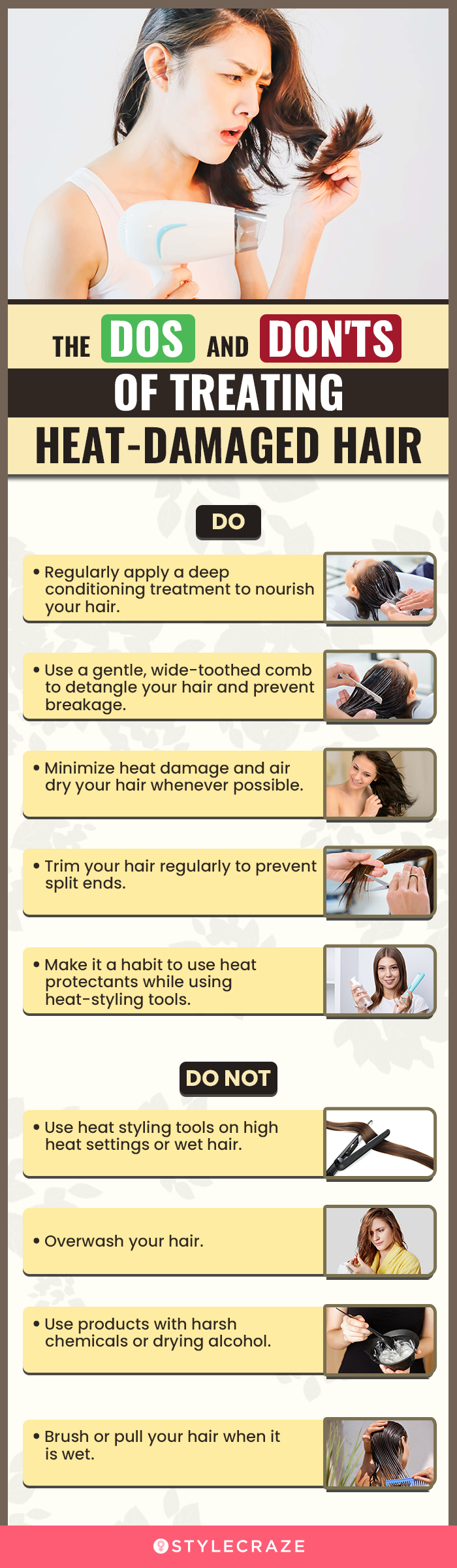 Dos And Don'ts Of Treating Heat Damaged Hair (infographic)