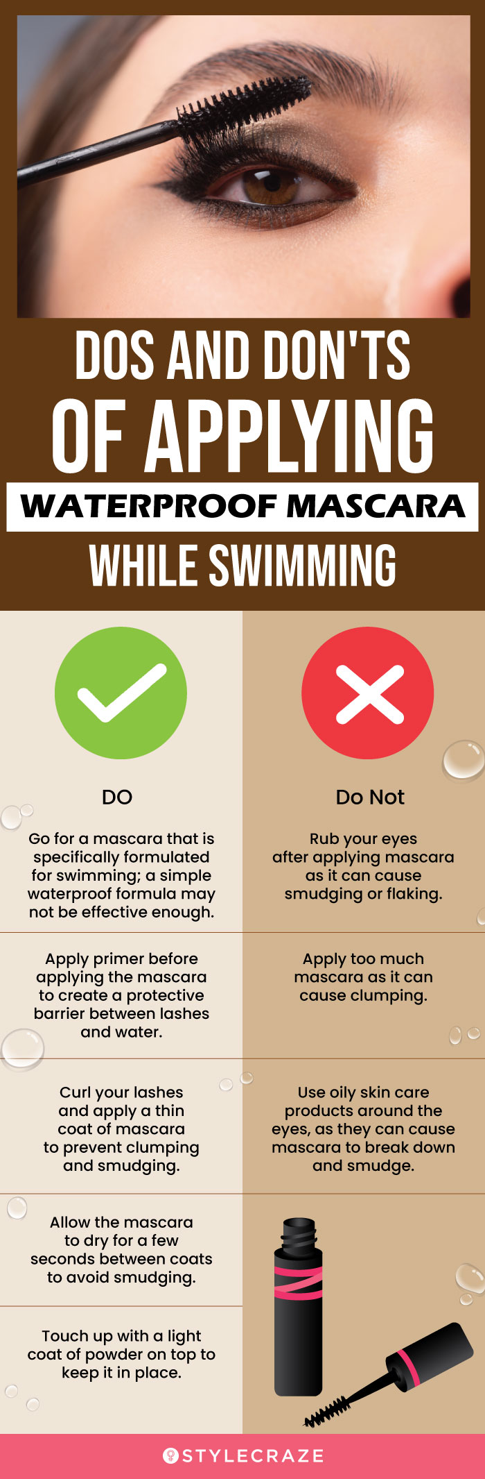 Dos and Don'ts Of Applying Waterproof Mascara While Swimming (infographic)
