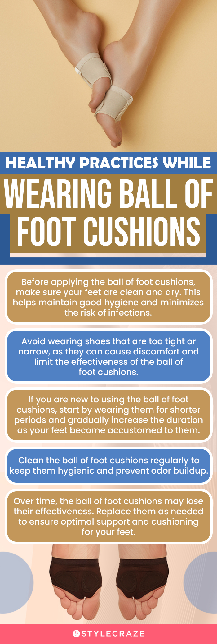 Healthy Practices While Wearing Ball Of Foot Cushions (infographic)