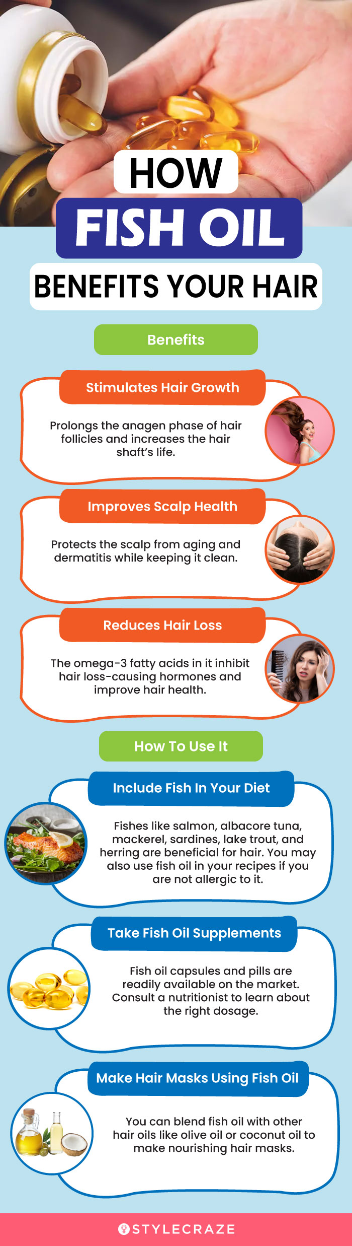 how fish oil benefits hair (infographic)