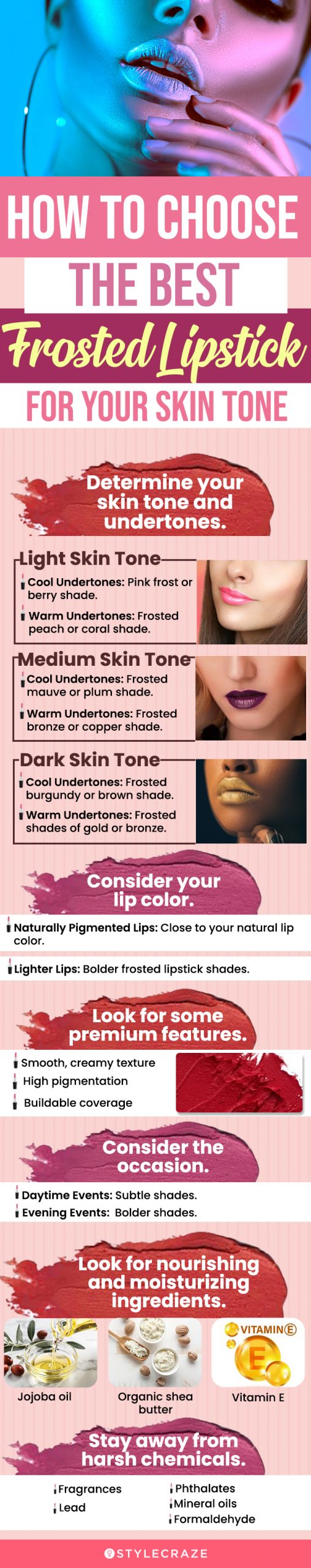 Best Frosted Lipstick for Your Skin Tone (infographic)