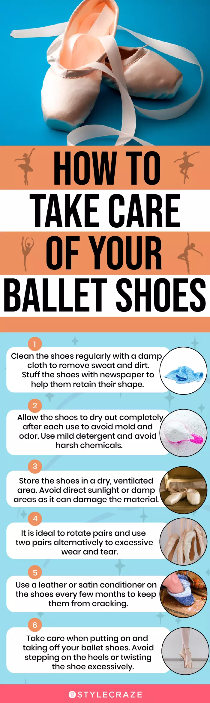 How To Take Care Of Your Ballet Shoes (infographic)