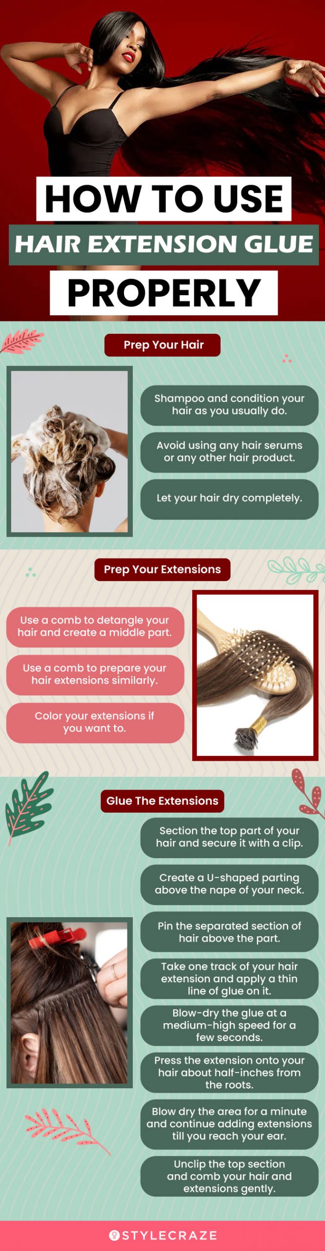How To Use Hair Extension Glue Properly (infographic)