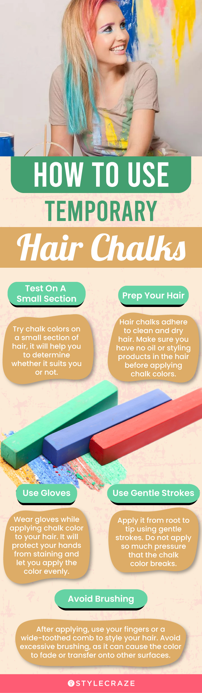 How To Use Temporary Hair Chalks (infographic)