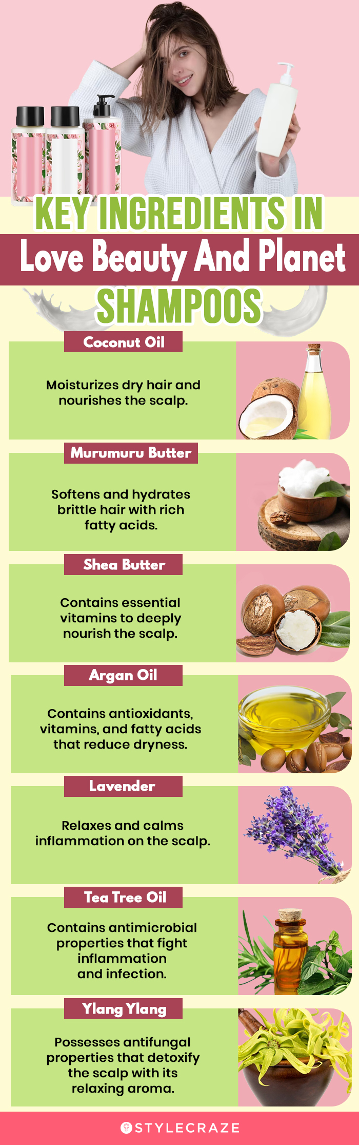 Key Ingredients In Love Beauty And Planet Shampoos (infographic)