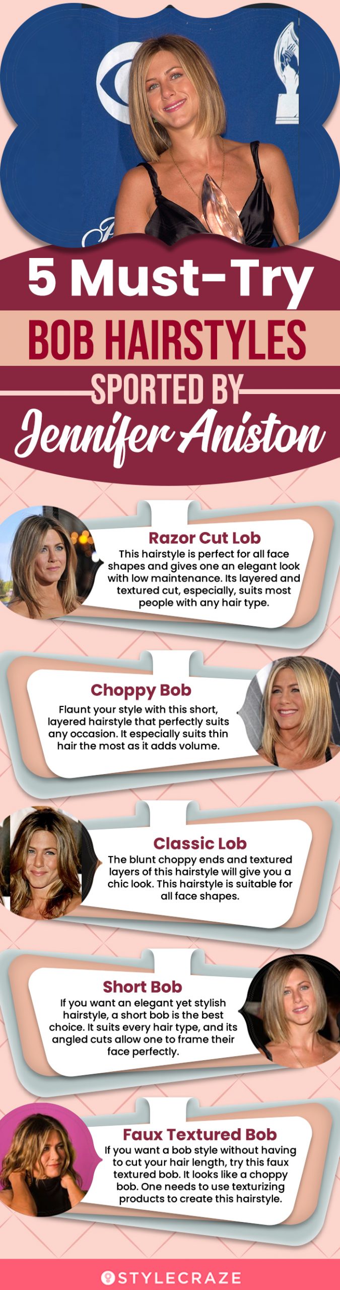 must try bob hairstyles of jennifer aniston (infographic)