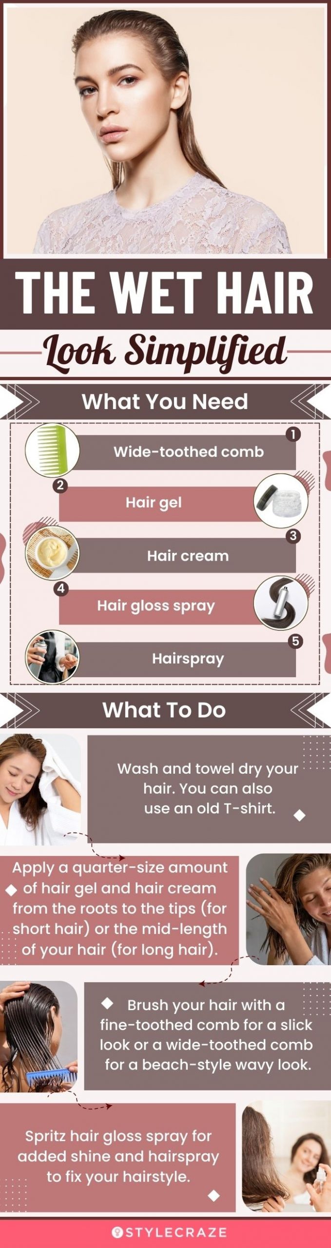the wet hair look simplified(infographic)