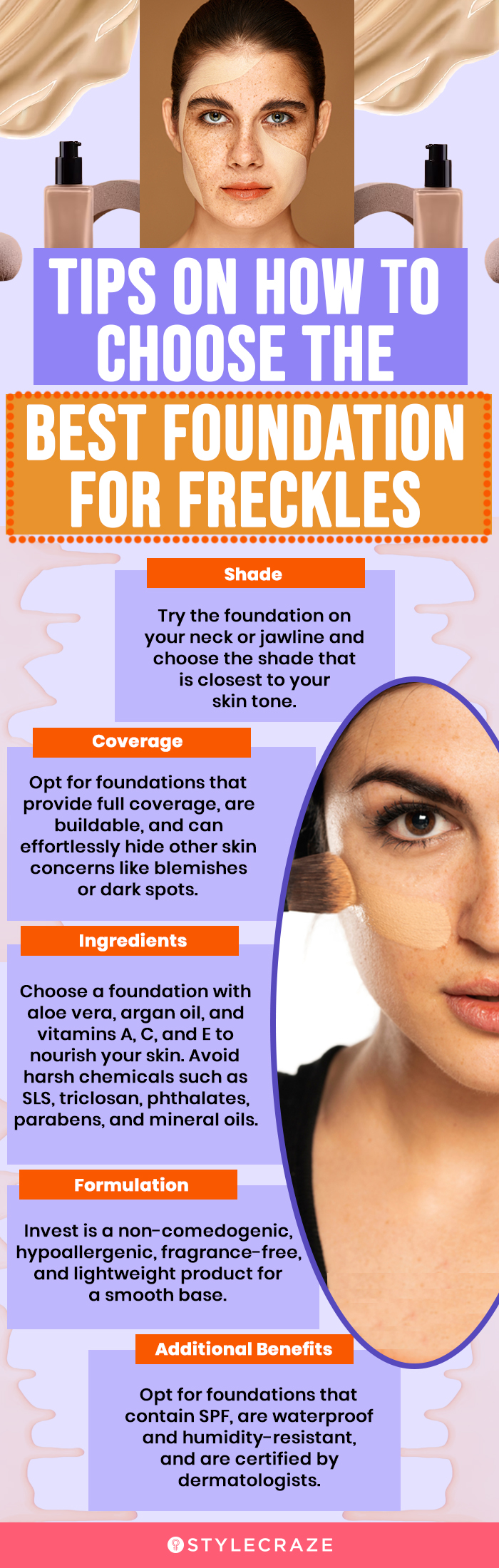 Tips On How To Choose The Best Foundation For Freckles (infographic)