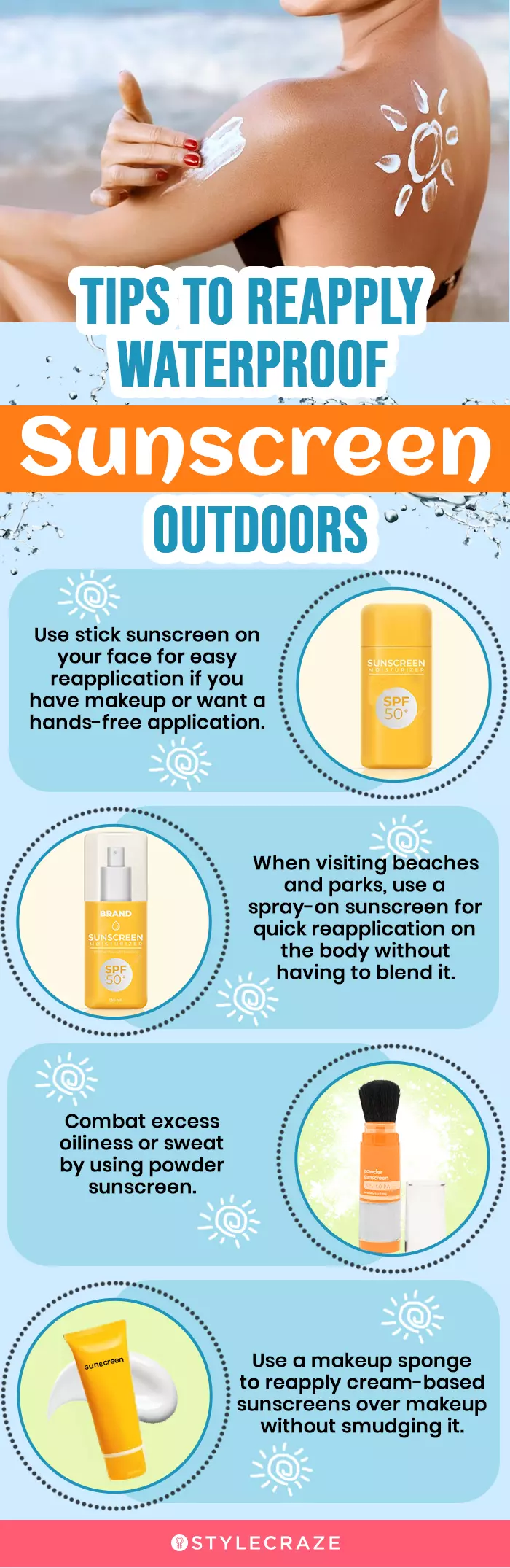 Tips To Reapply Waterproof Sunscreen Outdoors (infographic)