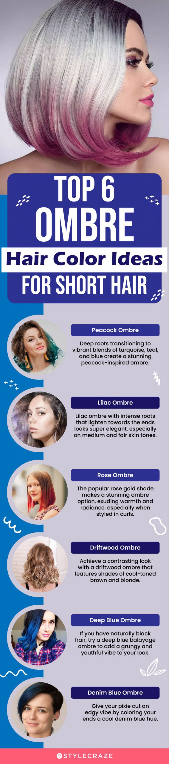 top 10 best ombre hair color ideas for short hair (infographic)