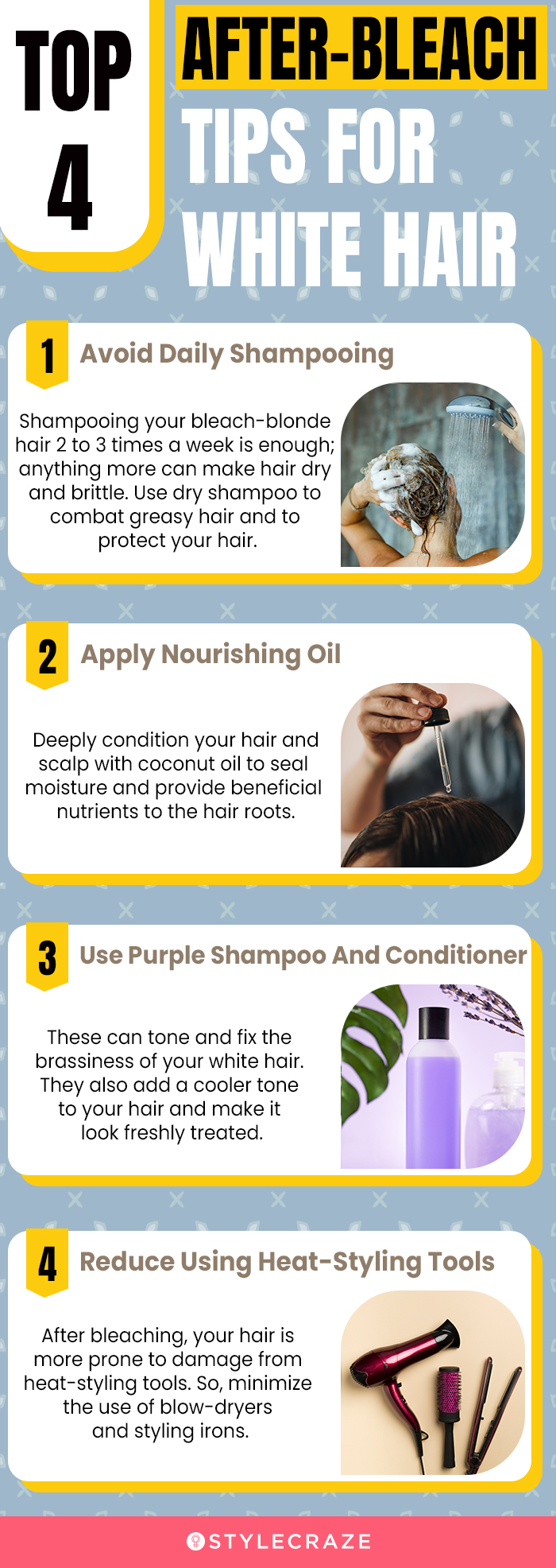 top 4 after bleach tips for white hair (infographic)