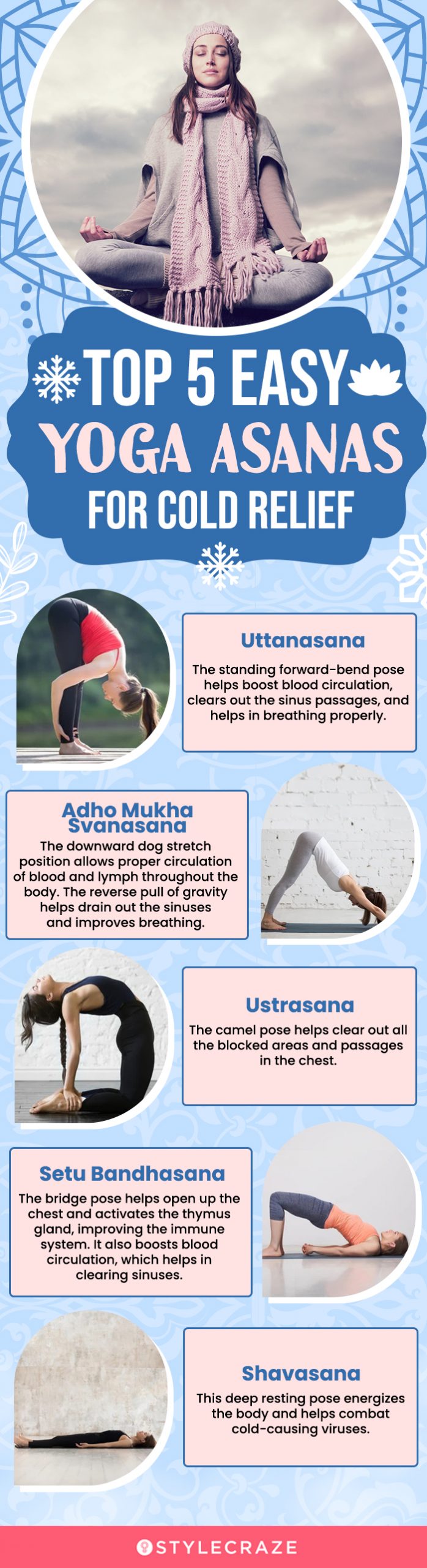 top 5 easy yoga asanas for cold relief (infographic)