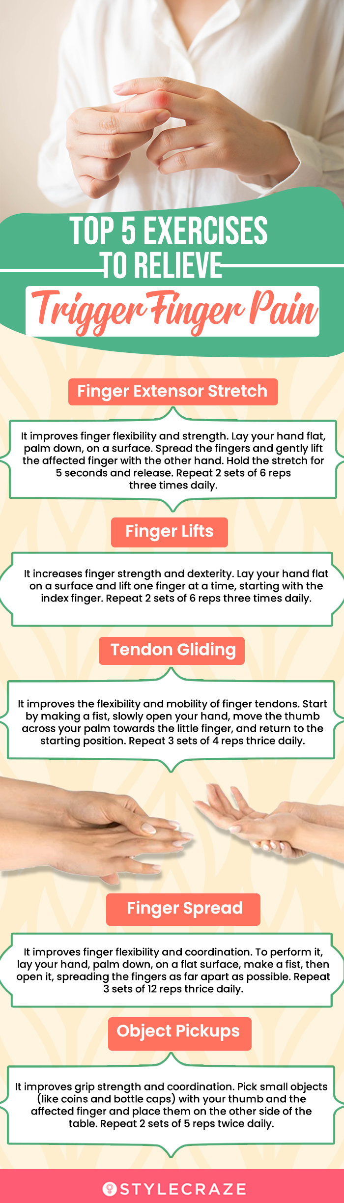 top 5 exercises to relieve trigger finger pain(infographic)